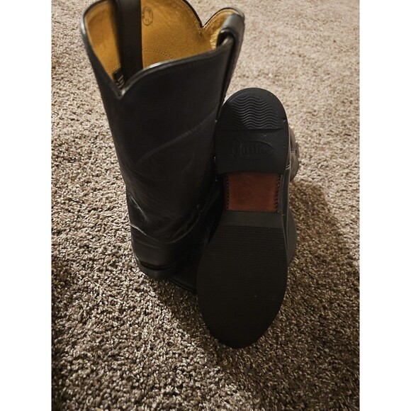 JUSTIN USA 3133 Black Leather Roper Cowboy Western Boots Men\'s size 8 D main image 4